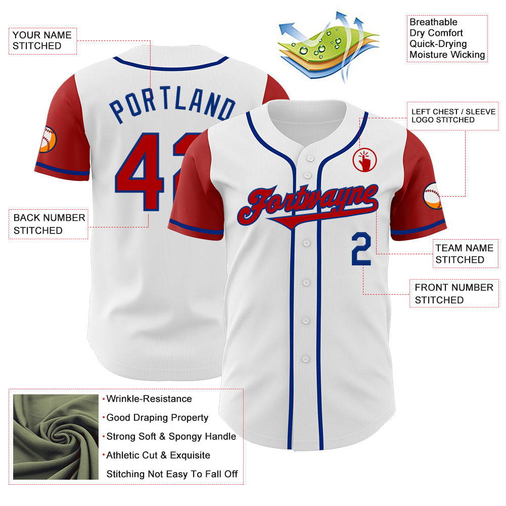 Custom White Red-Royal Authentic Two Tone Baseball Jersey - Sky-Custom