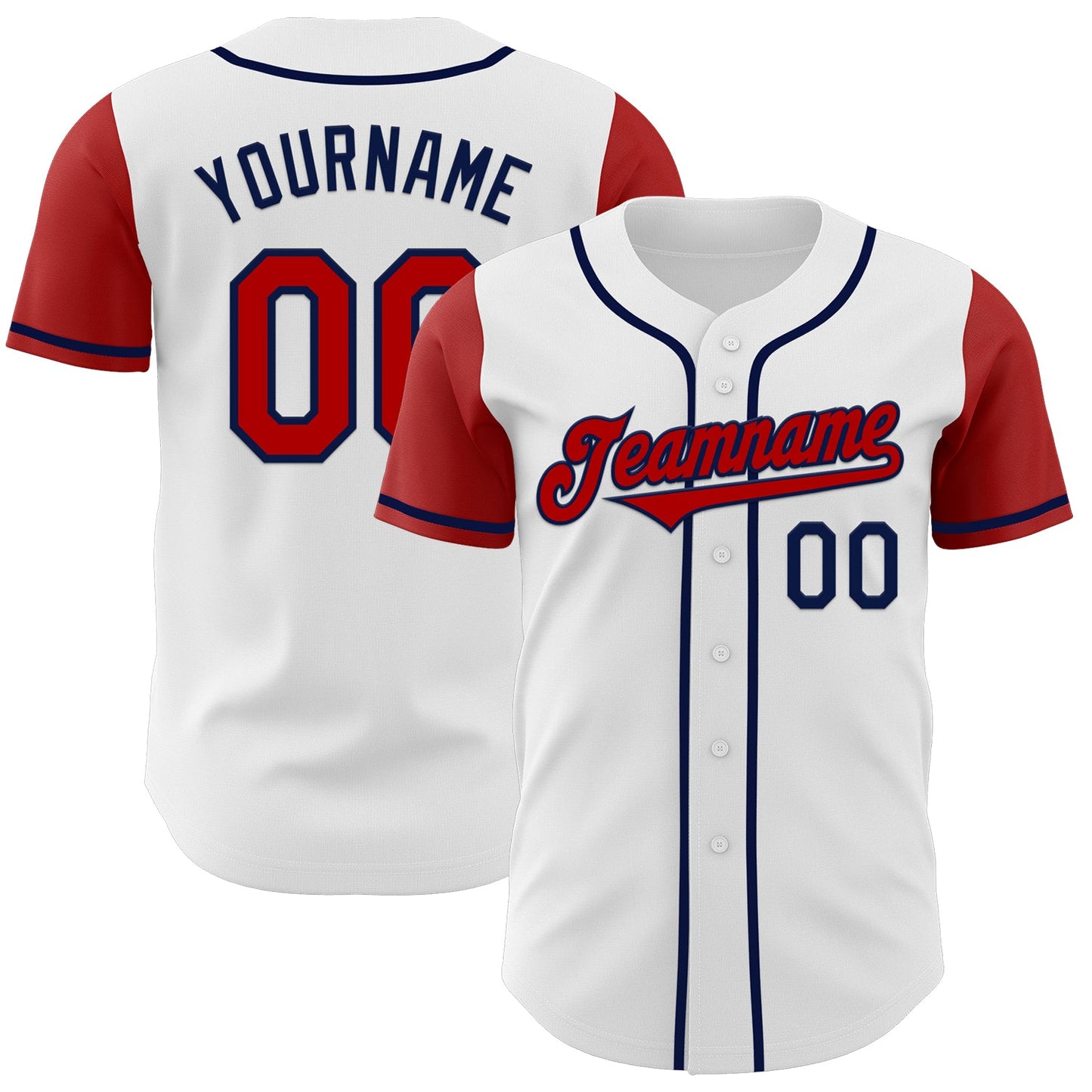 Custom White Red-Navy Authentic Two Tone Baseball Jersey - Sky-Custom