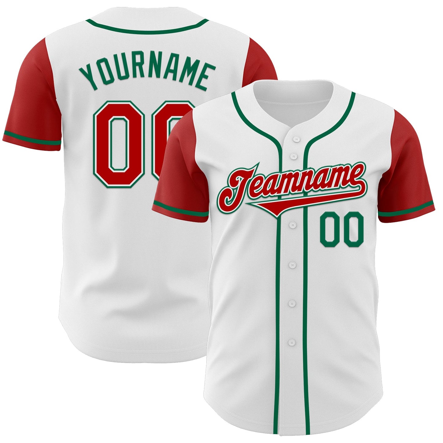 Custom White Red-Kelly Green Authentic Two Tone Baseball Jersey - Sky-Custom