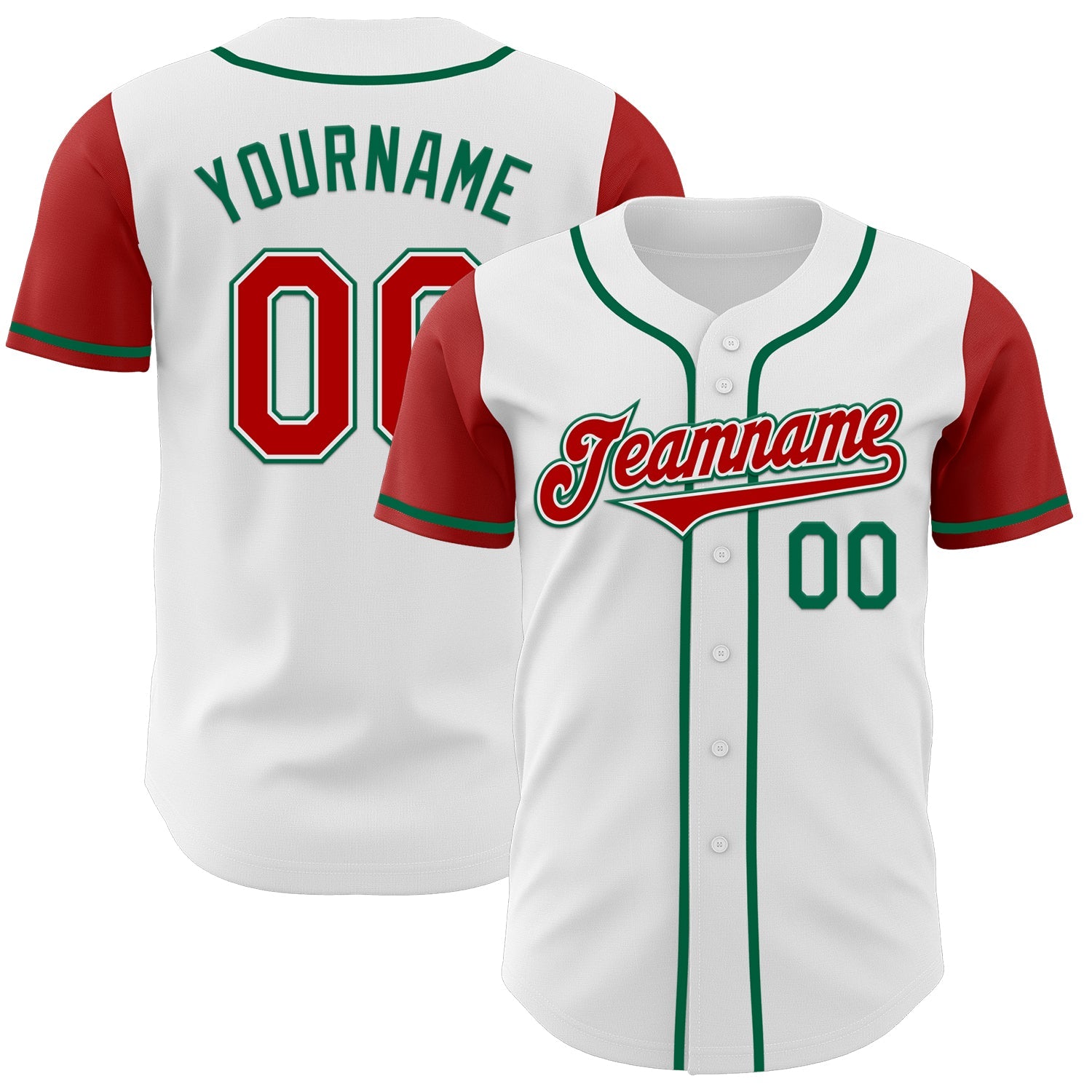 Custom White Red-Kelly Green Authentic Two Tone Baseball Jersey - Sky-Custom