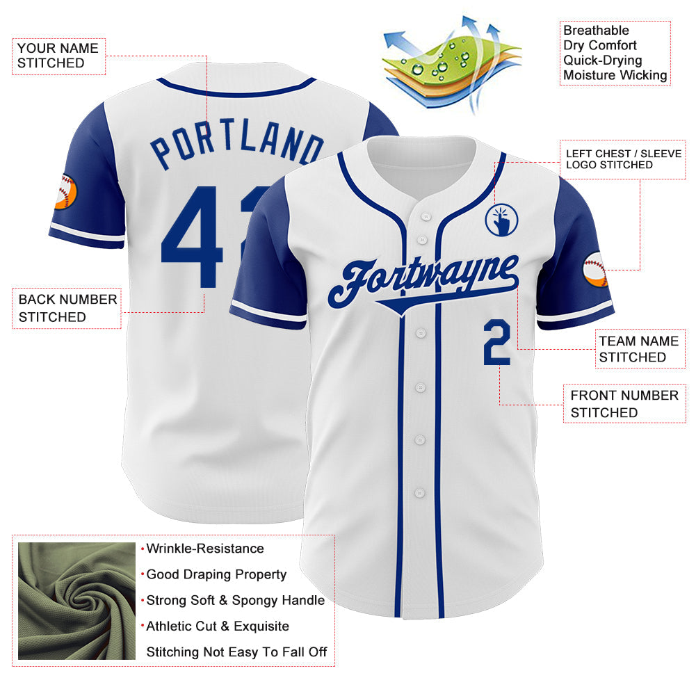 Custom White Royal Authentic Two Tone Baseball Jersey - Sky-Custom