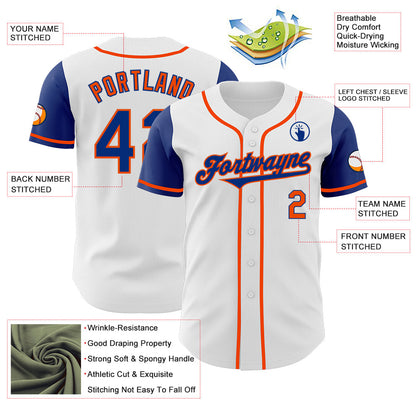 Custom White Royal-Orange Authentic Two Tone Baseball Jersey - Sky-Custom