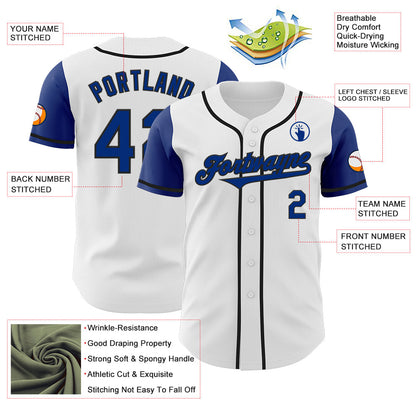 Custom White Royal-Black Authentic Two Tone Baseball Jersey - Sky-Custom