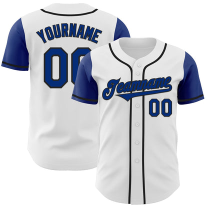 Custom White Royal-Black Authentic Two Tone Baseball Jersey - Sky-Custom