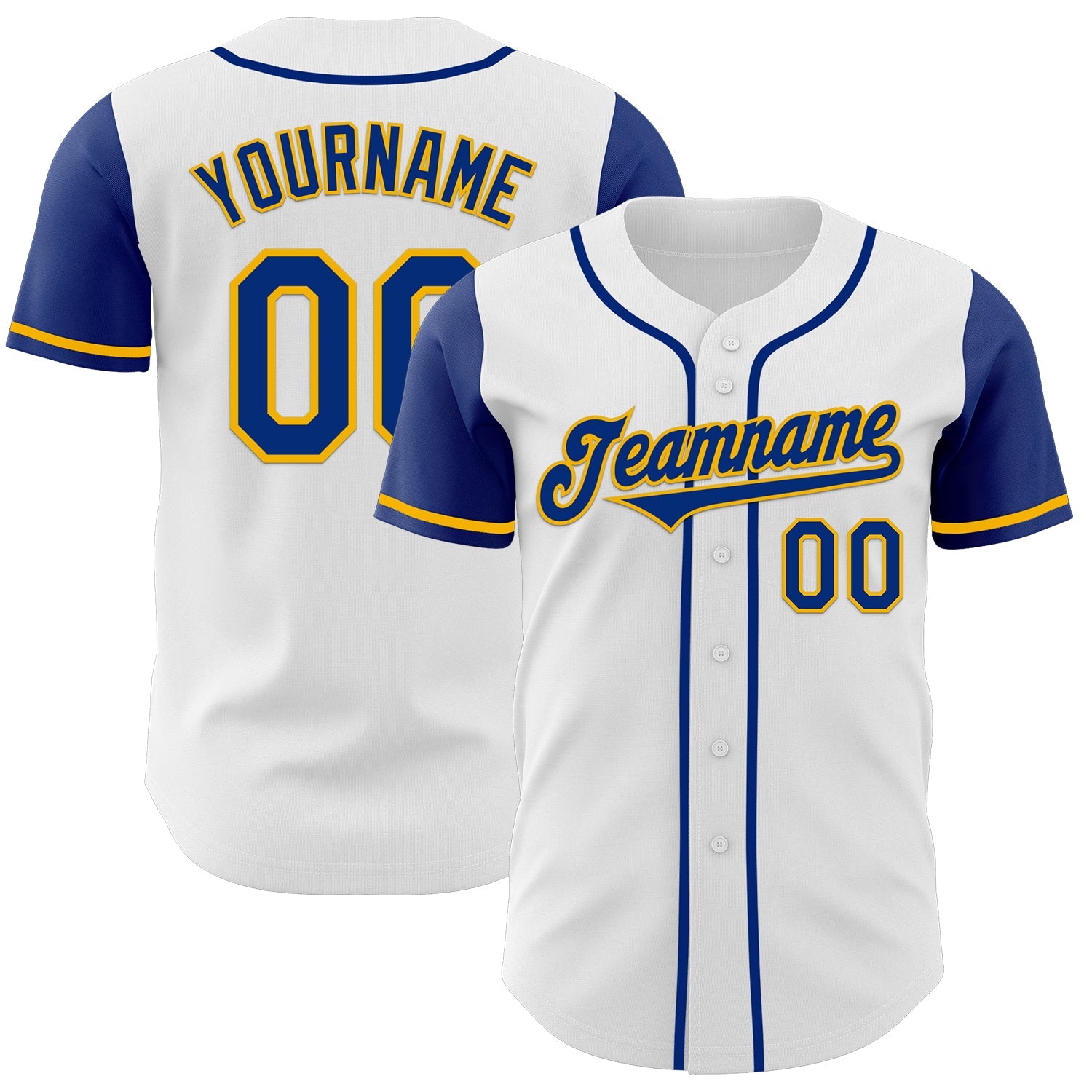 Custom White Royal-Gold Authentic Two Tone Baseball Jersey - Sky-Custom