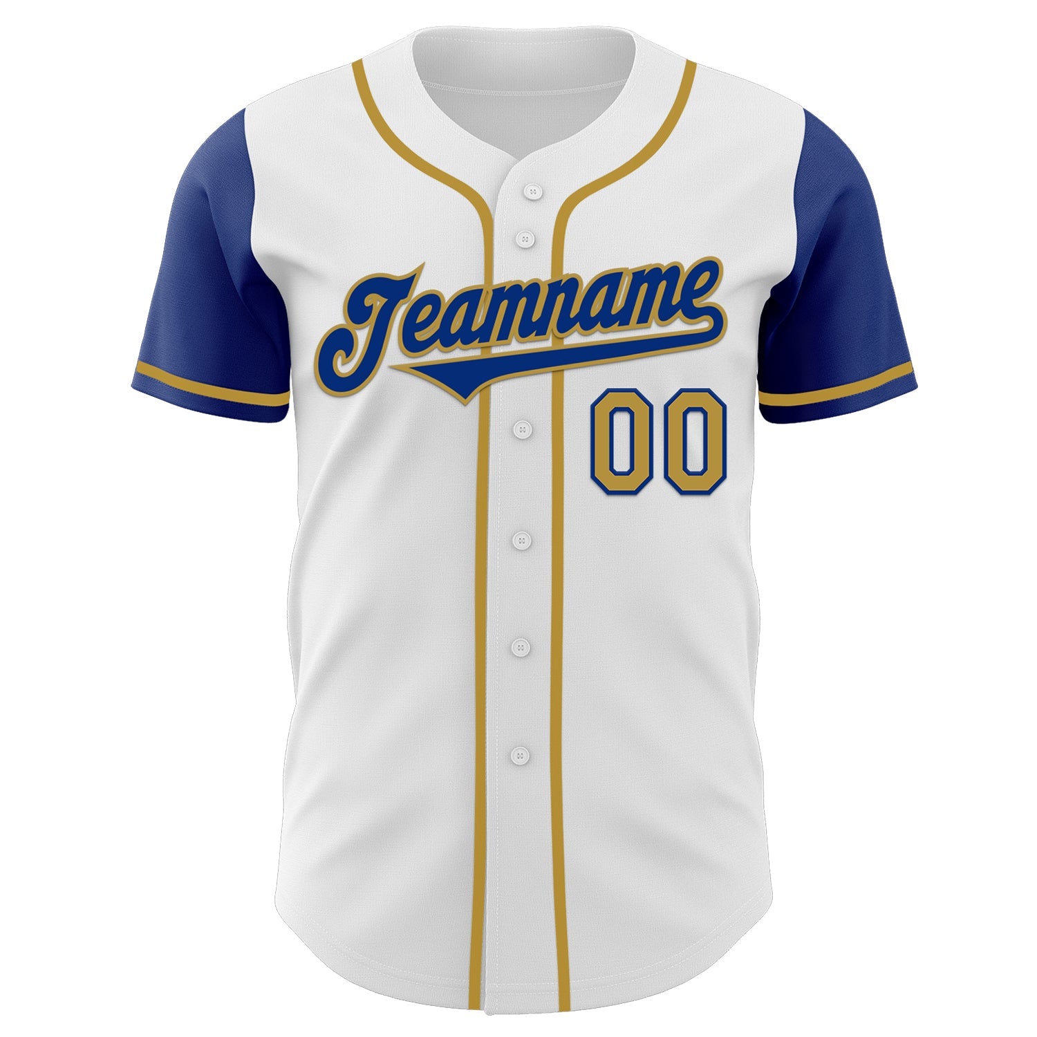 Custom White Royal-Old Gold Authentic Two Tone Baseball Jersey - Sky-Custom