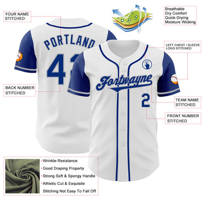 Custom White Royal-Gray Authentic Two Tone Baseball Jersey - Sky-Custom