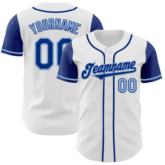 Custom White Royal-Light Blue Authentic Two Tone Baseball Jersey - Sky-Custom