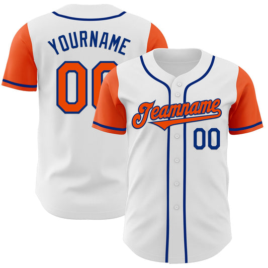 Custom White Orange-Royal Authentic Two Tone Baseball Jersey - Sky-Custom
