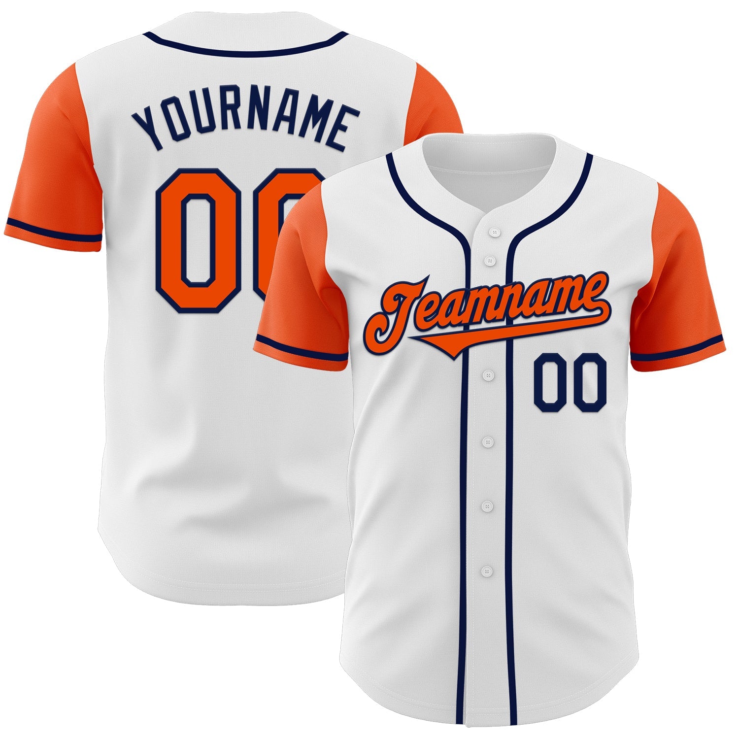Custom White Orange-Navy Authentic Two Tone Baseball Jersey - Sky-Custom