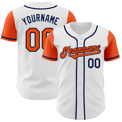 Custom White Orange-Navy Authentic Two Tone Baseball Jersey - Sky-Custom