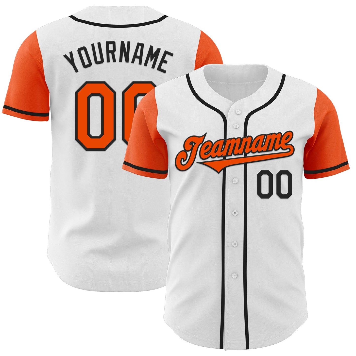 Custom White Orange-Black Authentic Two Tone Baseball Jersey - Sky-Custom