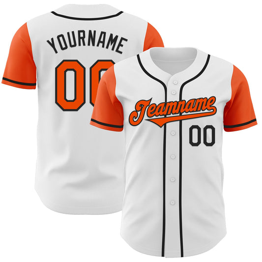 Custom White Orange-Black Authentic Two Tone Baseball Jersey - Sky-Custom