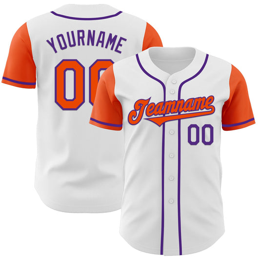 Custom White Orange-Purple Authentic Two Tone Baseball Jersey - Sky-Custom