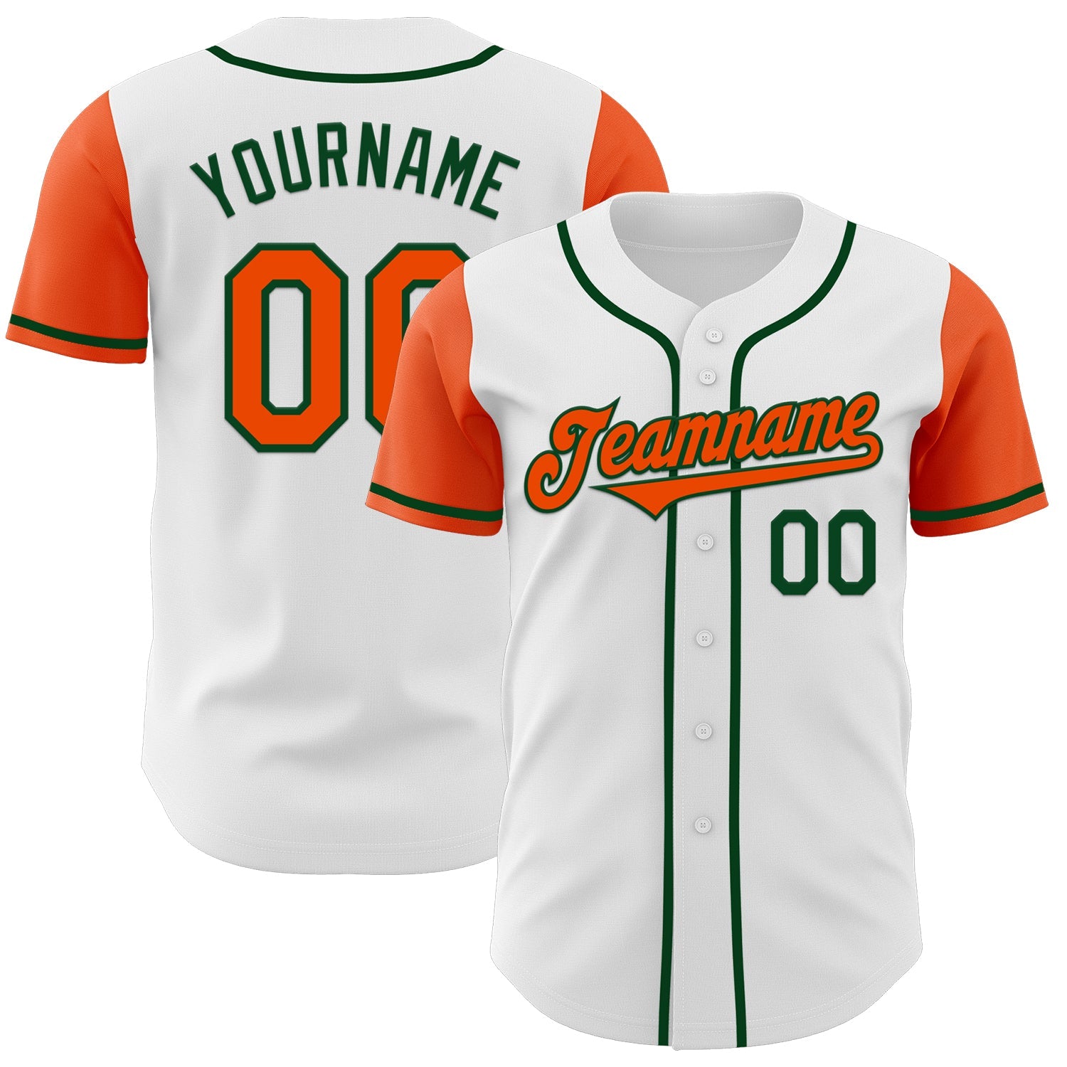 Custom White Orange-Green Authentic Two Tone Baseball Jersey - Sky-Custom