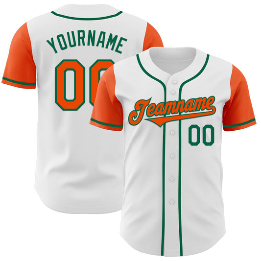 Custom White Orange-Kelly Green Authentic Two Tone Baseball Jersey - Sky-Custom