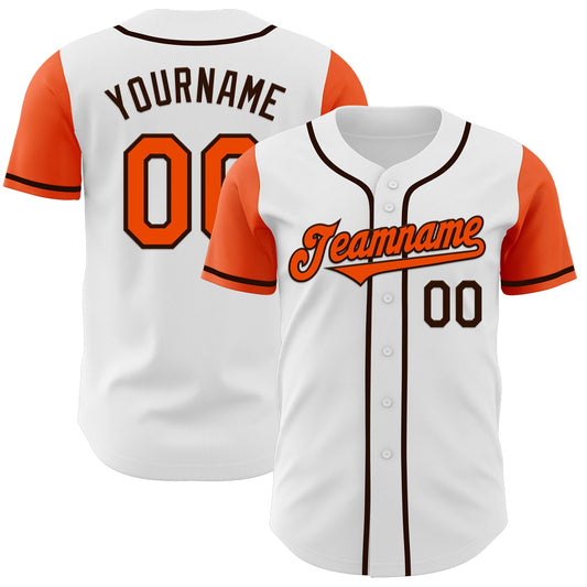 Custom White Orange-Brown Authentic Two Tone Baseball Jersey - Sky-Custom