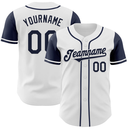 Custom White Navy Authentic Two Tone Baseball Jersey - Sky-Custom
