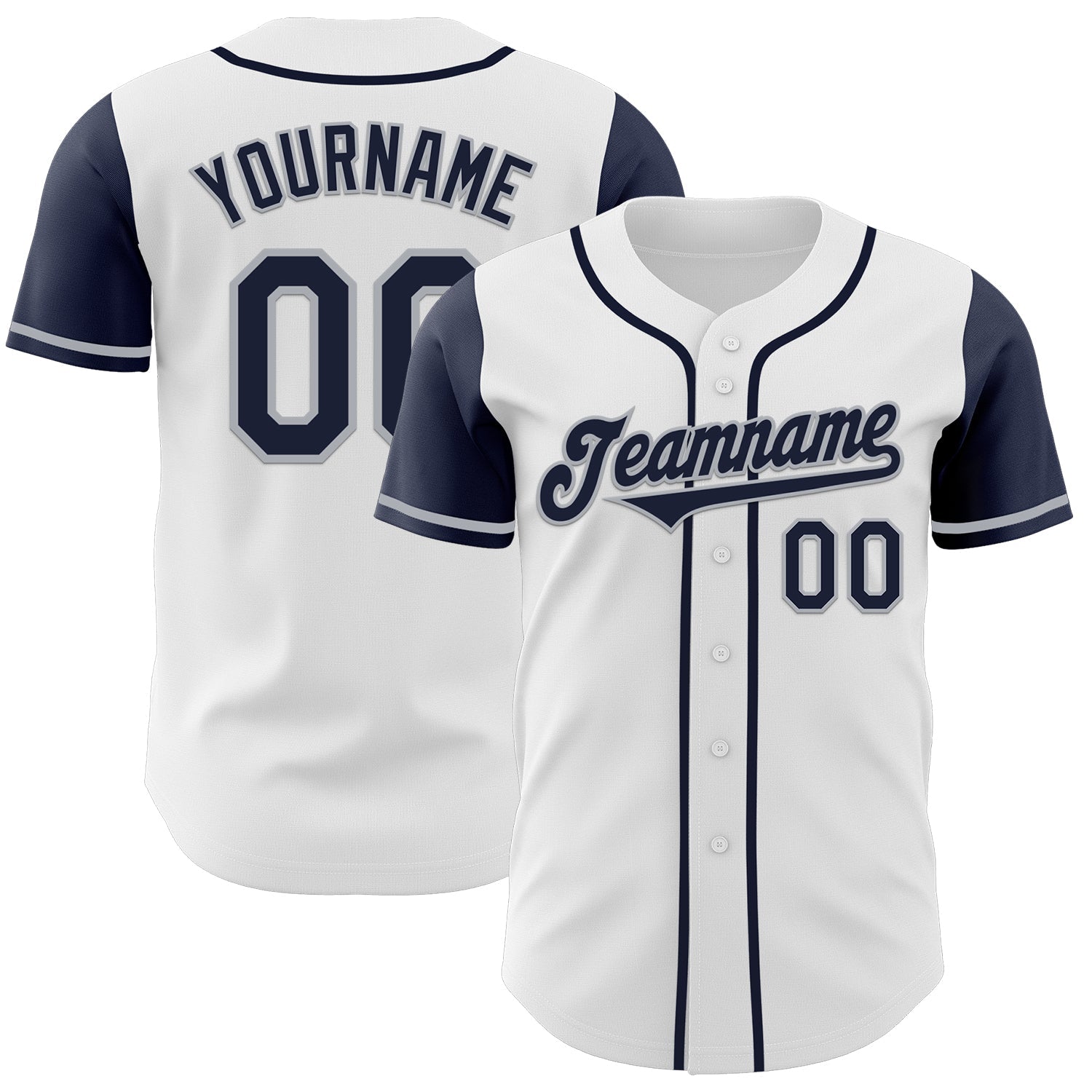 Custom White Navy-Gray Authentic Two Tone Baseball Jersey - Sky-Custom