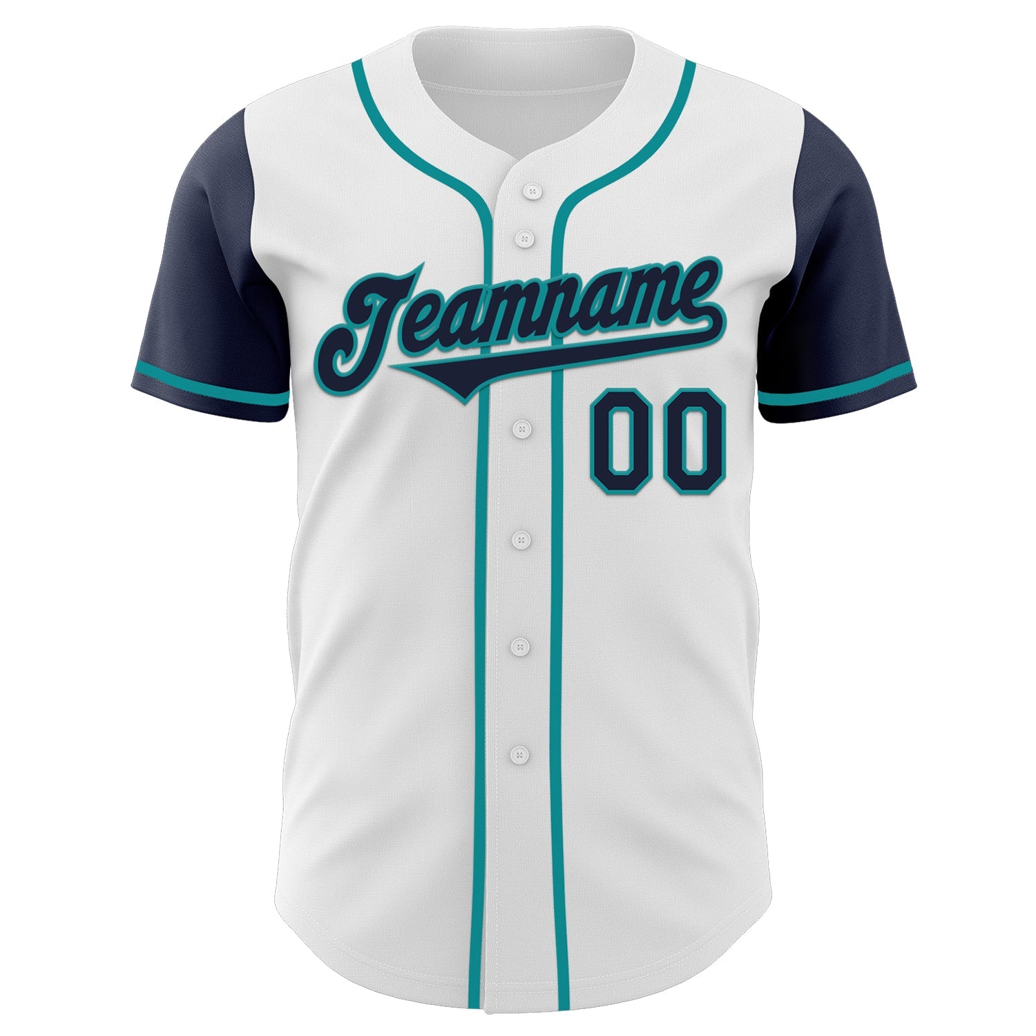 Custom White Navy-Teal Authentic Two Tone Baseball Jersey - Sky-Custom