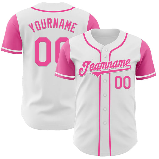 Custom White Pink Authentic Two Tone Baseball Jersey - Sky-Custom
