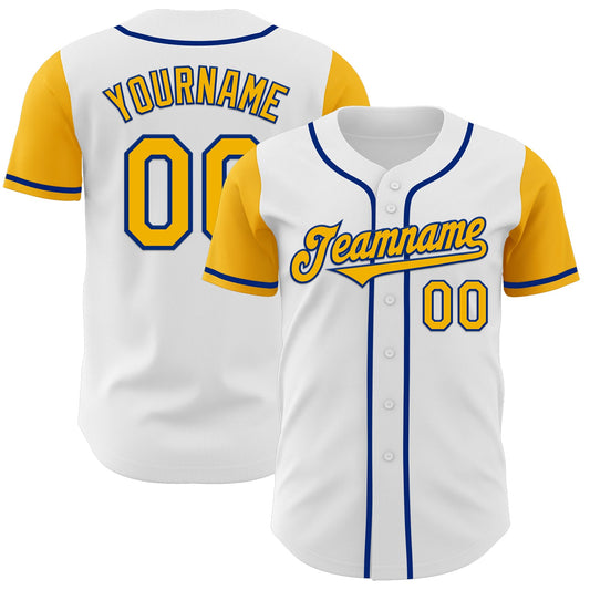 Custom White Gold-Royal Authentic Two Tone Baseball Jersey - Sky-Custom