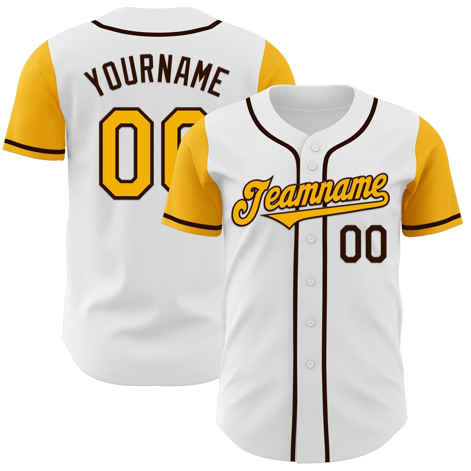 Custom White Gold-Brown Authentic Two Tone Baseball Jersey - Sky-Custom