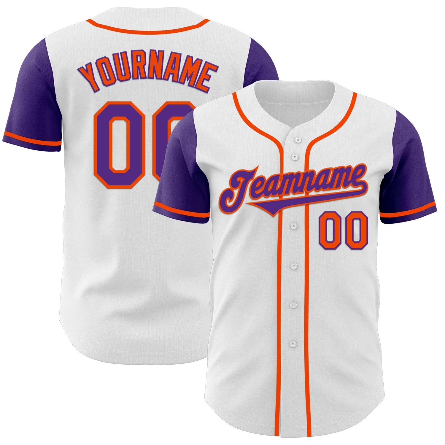 Custom White Purple-Orange Authentic Two Tone Baseball Jersey - Sky-Custom
