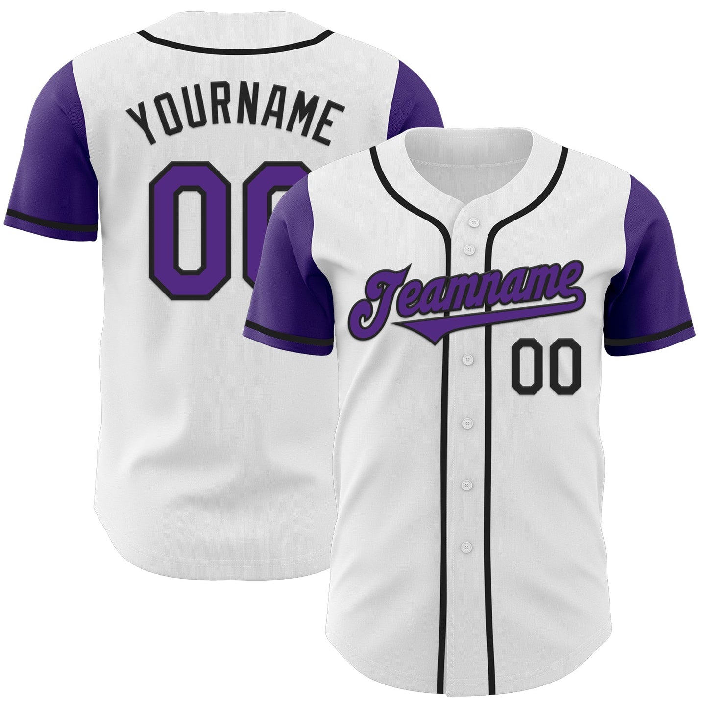 Custom White Purple-Black Authentic Two Tone Baseball Jersey - Sky-Custom