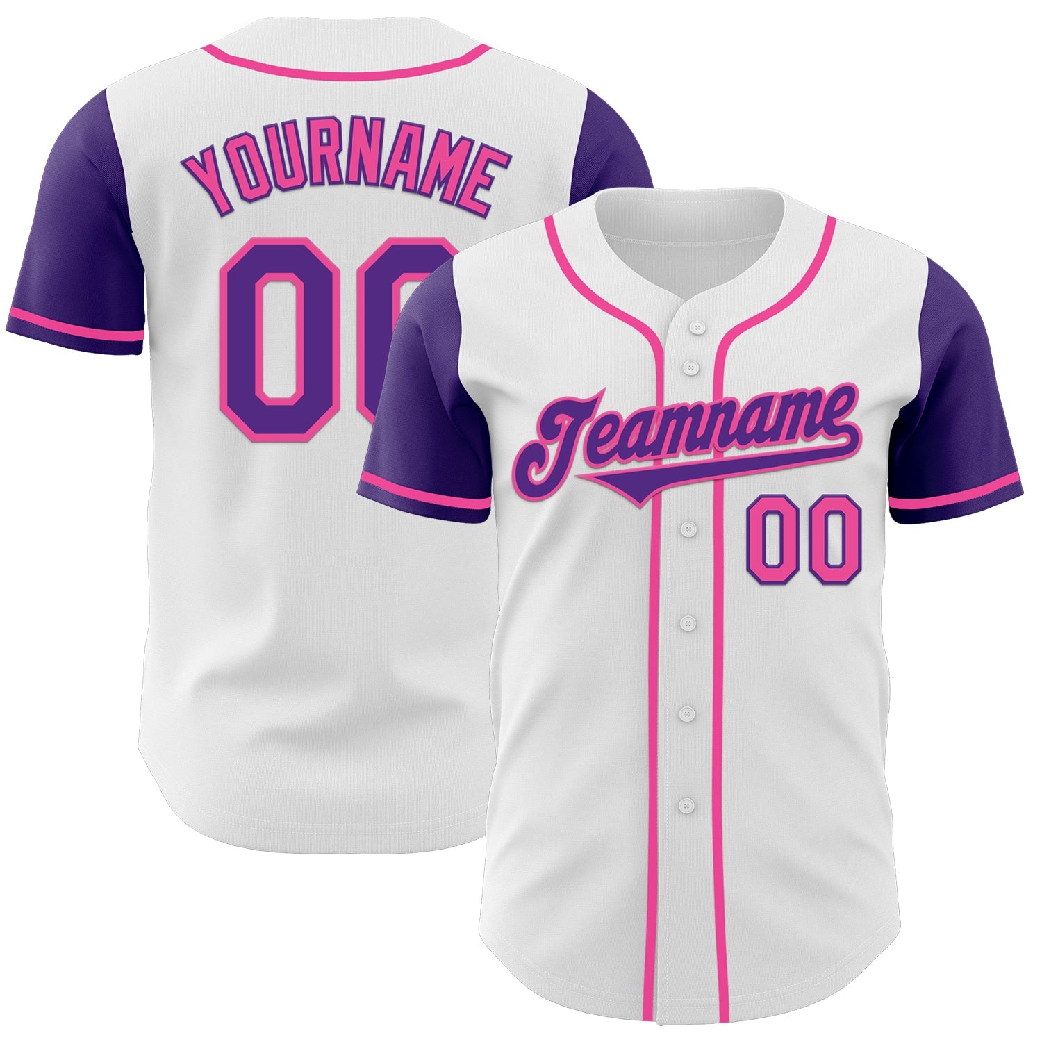 Custom White Purple-Pink Authentic Two Tone Baseball Jersey - Sky-Custom