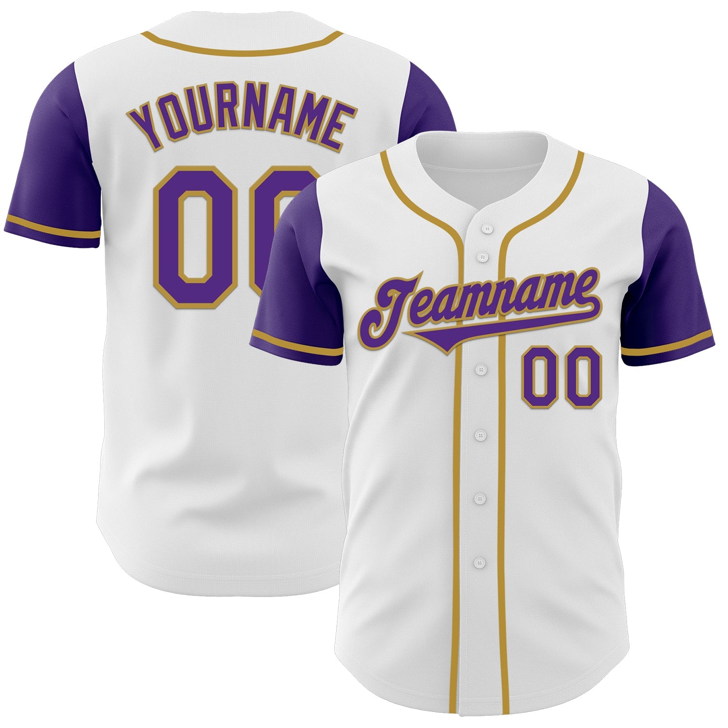 Custom White Purple-Old Gold Authentic Two Tone Baseball Jersey - Sky-Custom