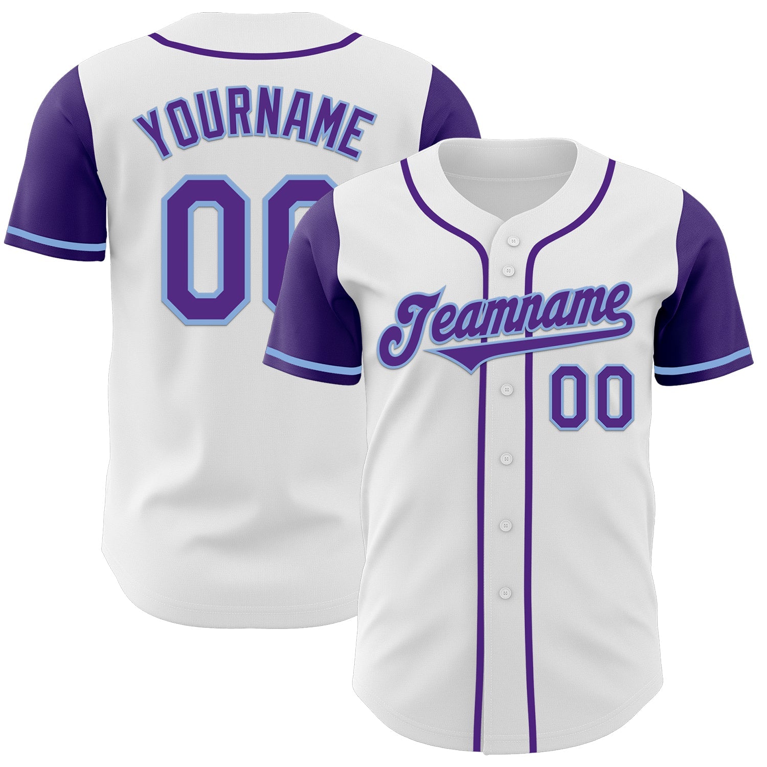 Custom White Purple-Light Blue Authentic Two Tone Baseball Jersey - Sky-Custom