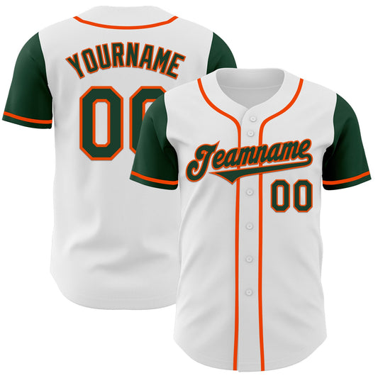 Custom White Green-Orange Authentic Two Tone Baseball Jersey - Sky-Custom