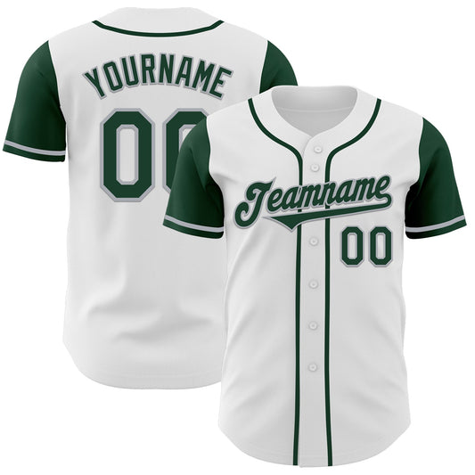 Custom White Green-Gray Authentic Two Tone Baseball Jersey - Sky-Custom