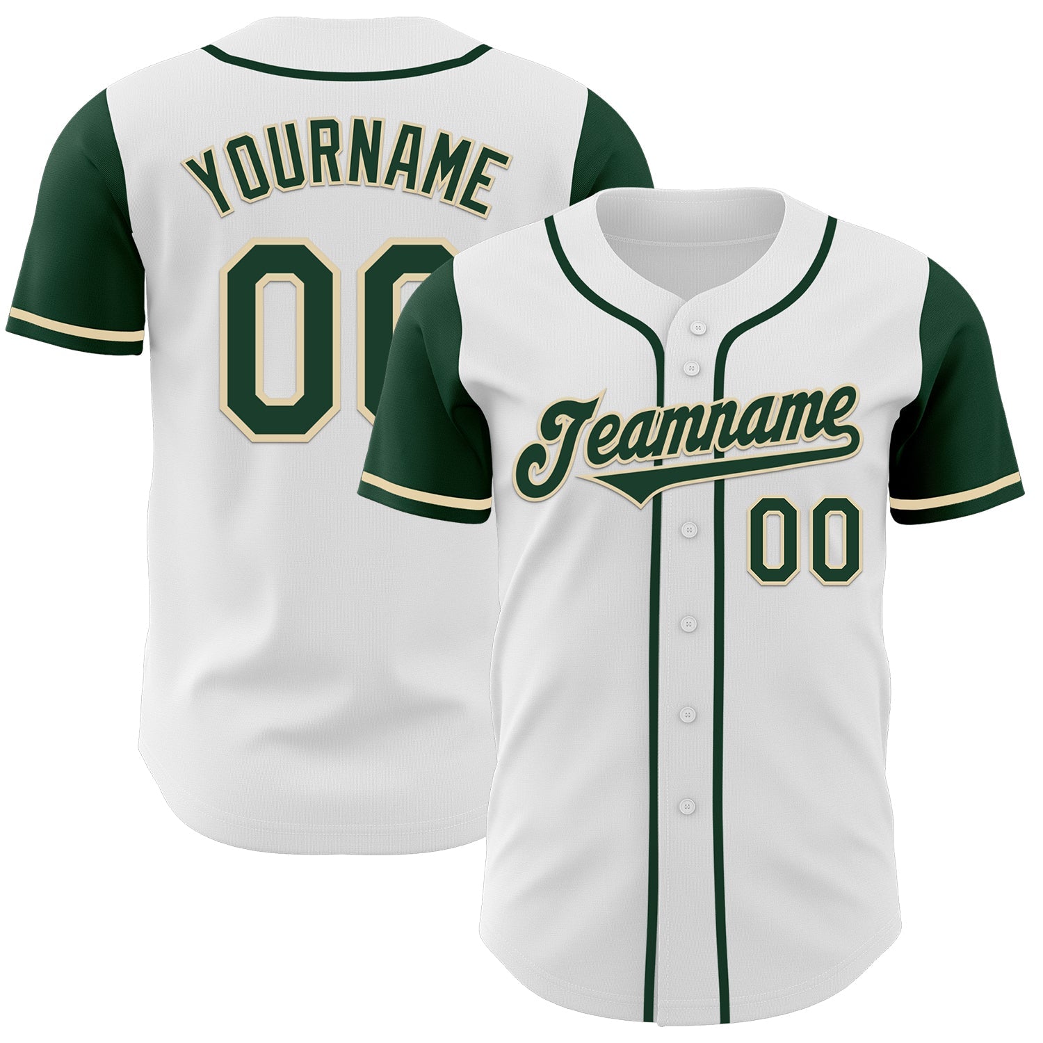 Custom White Green-Cream Authentic Two Tone Baseball Jersey - Sky-Custom