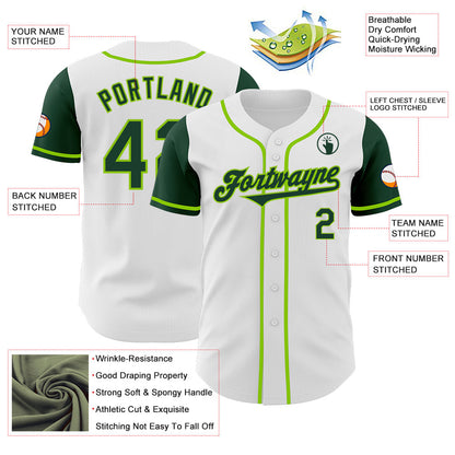 Custom White Green-Neon Green Authentic Two Tone Baseball Jersey - Sky-Custom