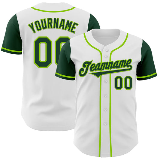 Custom White Green-Neon Green Authentic Two Tone Baseball Jersey - Sky-Custom