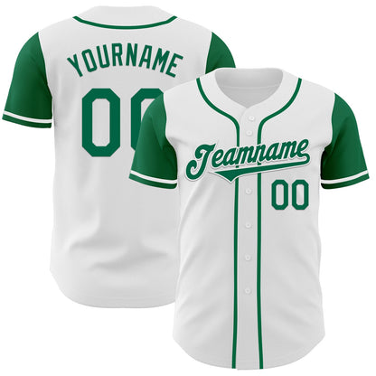 Custom White Kelly Green Authentic Two Tone Baseball Jersey - Sky-Custom