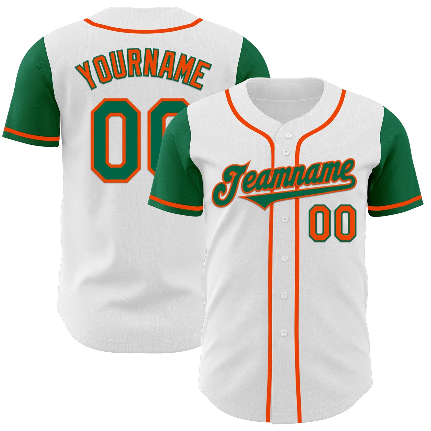 Custom White Kelly Green-Orange Authentic Two Tone Baseball Jersey - Sky-Custom
