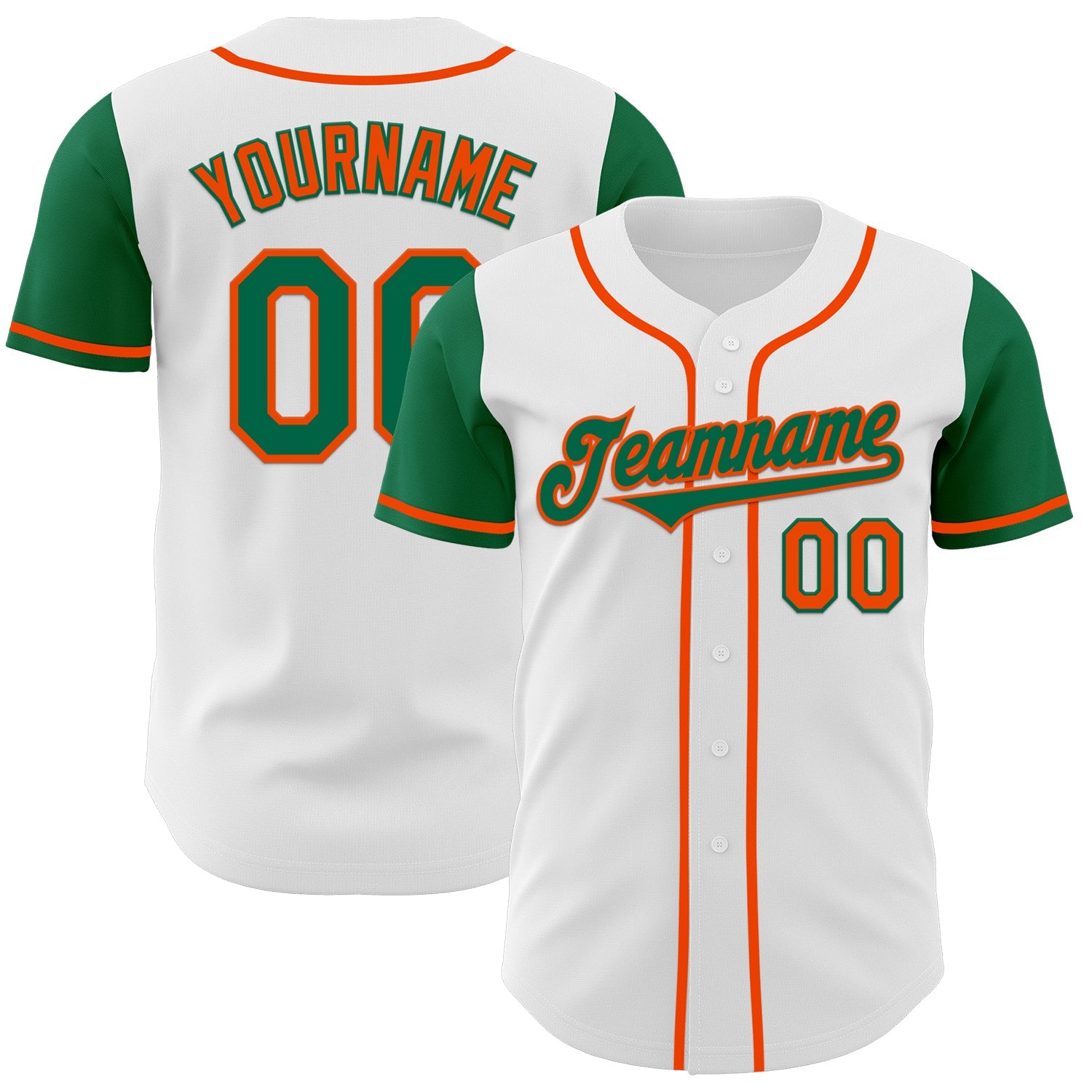 Custom White Kelly Green-Orange Authentic Two Tone Baseball Jersey - Sky-Custom