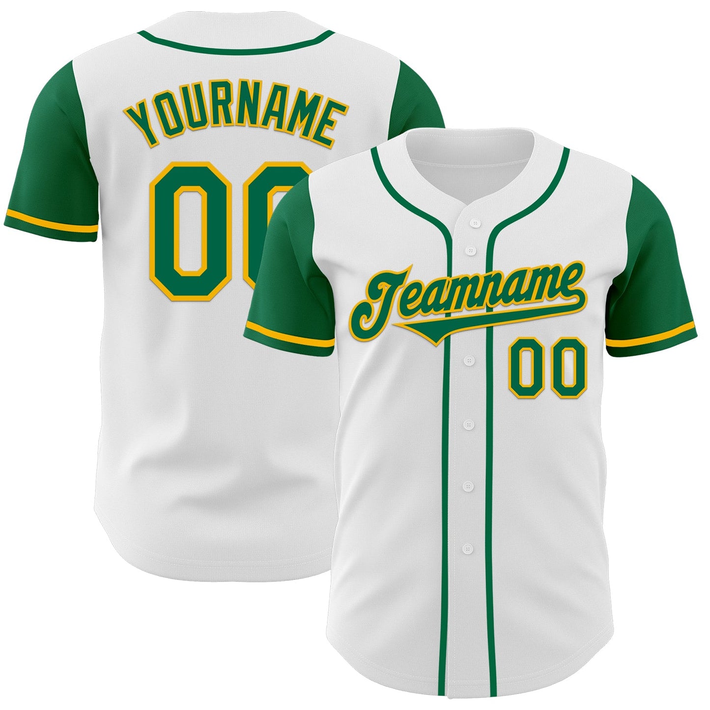 Custom White Kelly Green-Gold Authentic Two Tone Baseball Jersey - Sky-Custom