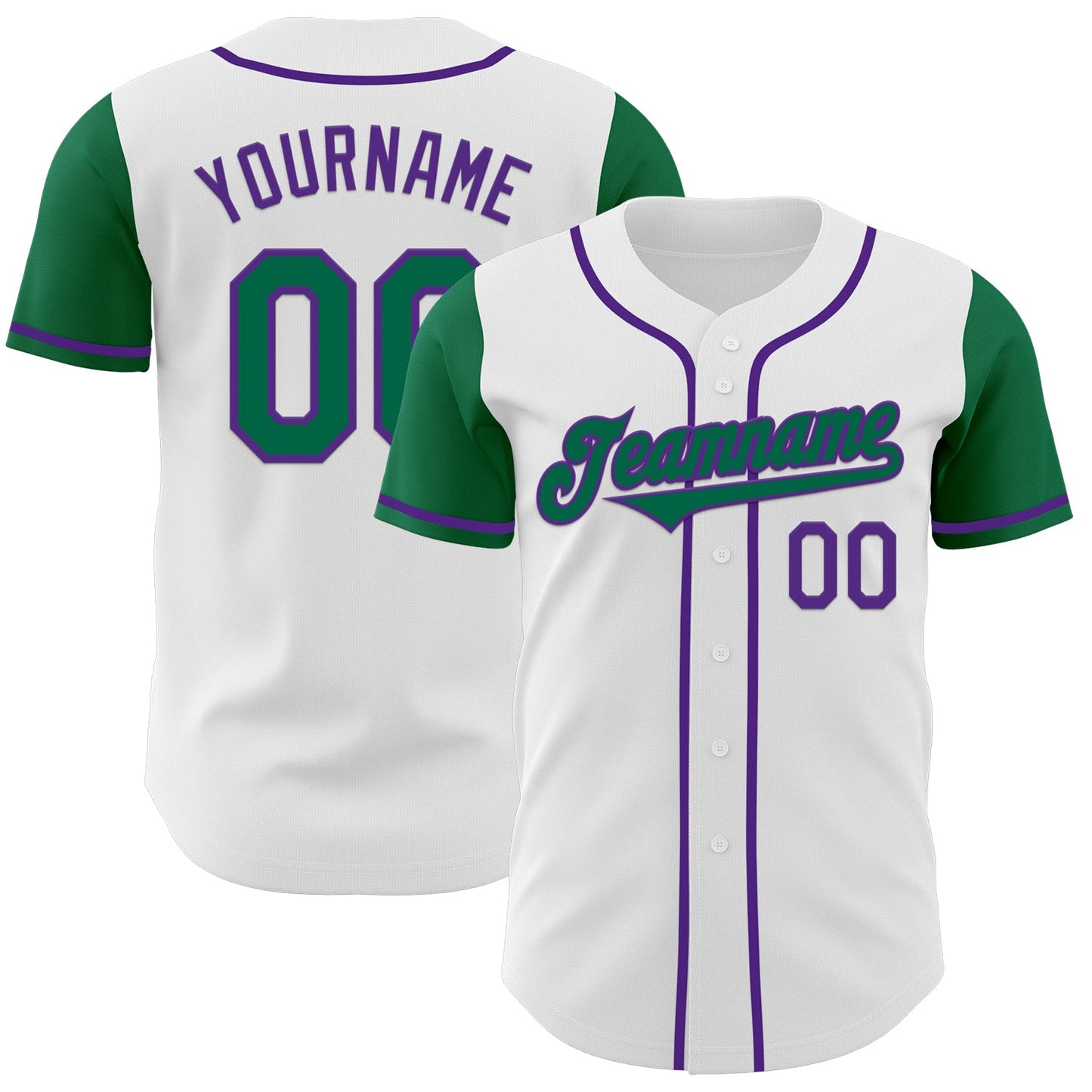 Custom White Kelly Green-Purple Authentic Two Tone Baseball Jersey - Sky-Custom