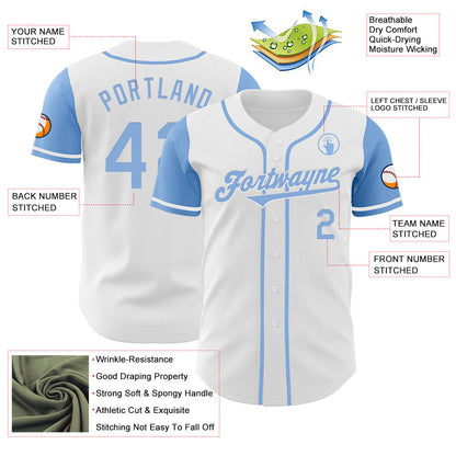 Custom White Light Blue Authentic Two Tone Baseball Jersey - Sky-Custom