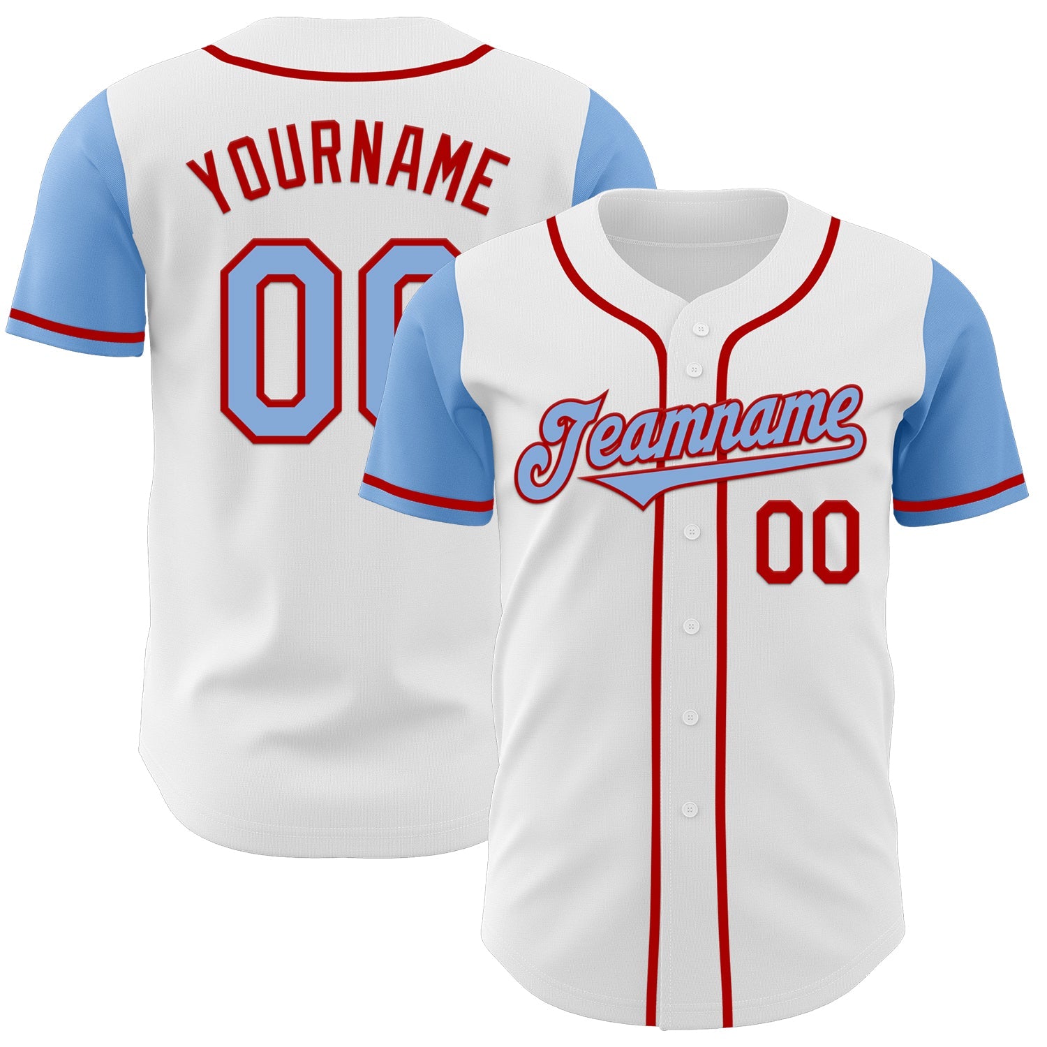 Custom White Light Blue-Red Authentic Two Tone Baseball Jersey - Sky-Custom