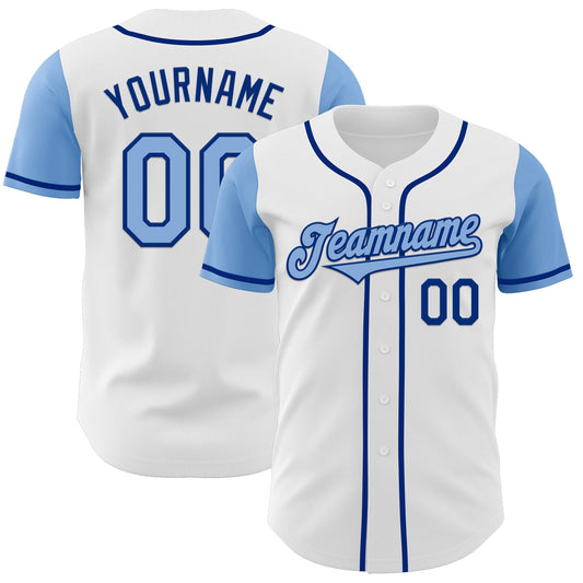 Custom White Light Blue-Royal Authentic Two Tone Baseball Jersey - Sky-Custom