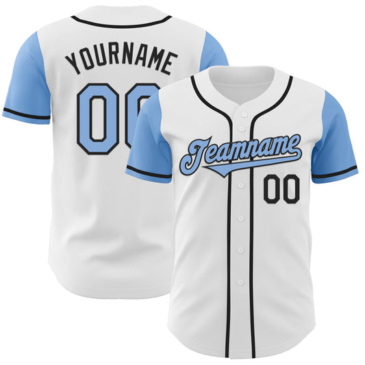 Custom White Light Blue-Black Authentic Two Tone Baseball Jersey - Sky-Custom