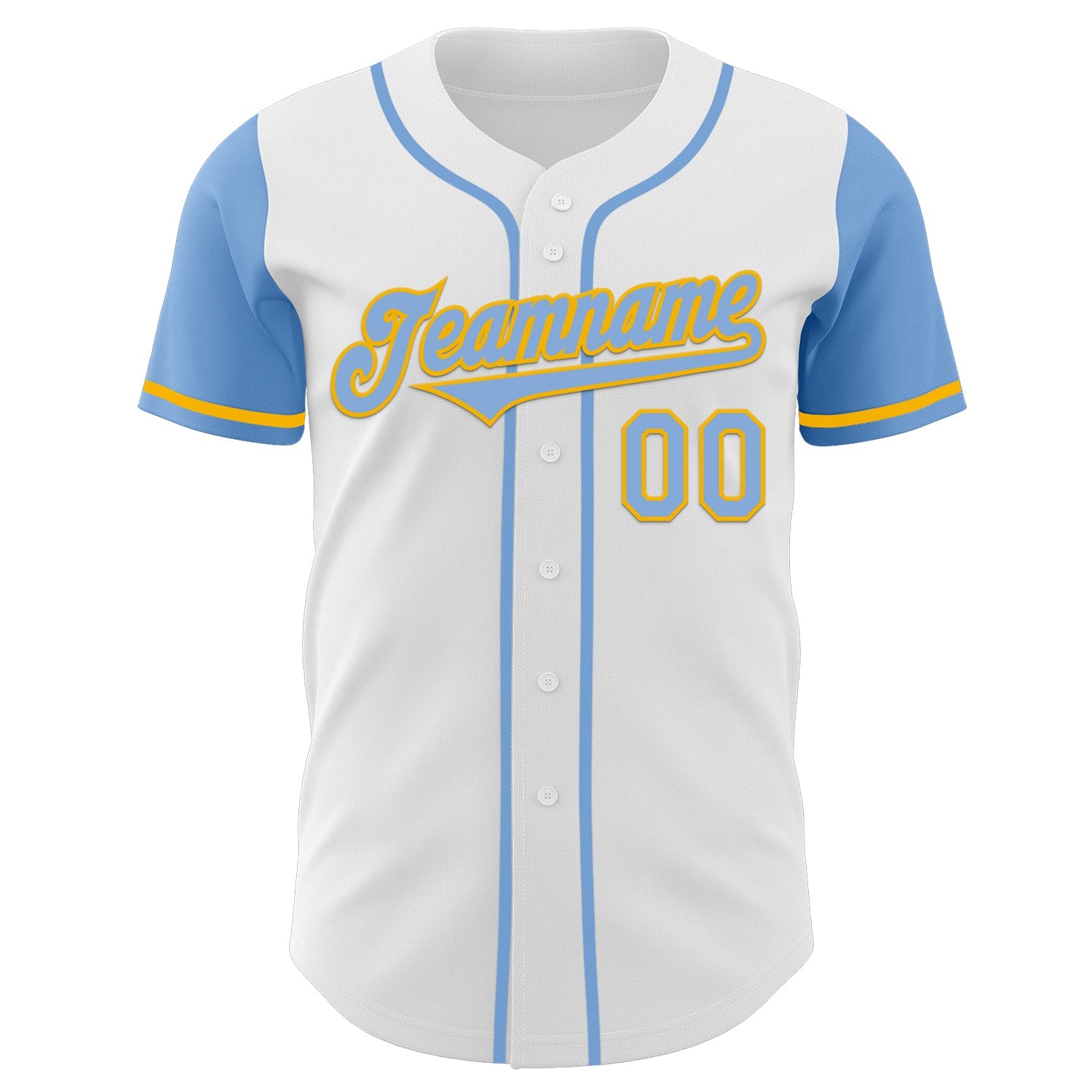 Custom White Light Blue-Gold Authentic Two Tone Baseball Jersey - Sky-Custom