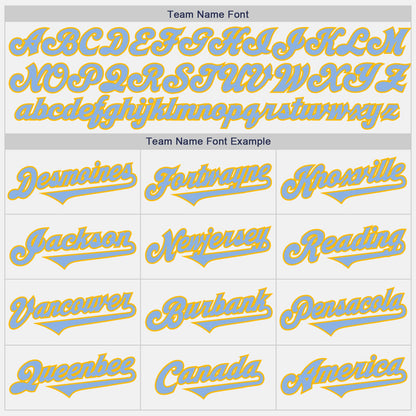 Custom White Light Blue-Gold Authentic Two Tone Baseball Jersey - Sky-Custom