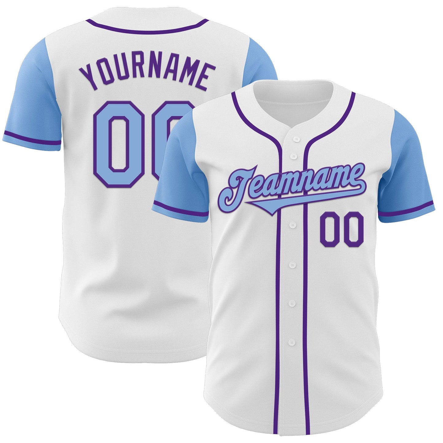 Custom White Light Blue-Purple Authentic Two Tone Baseball Jersey - Sky-Custom