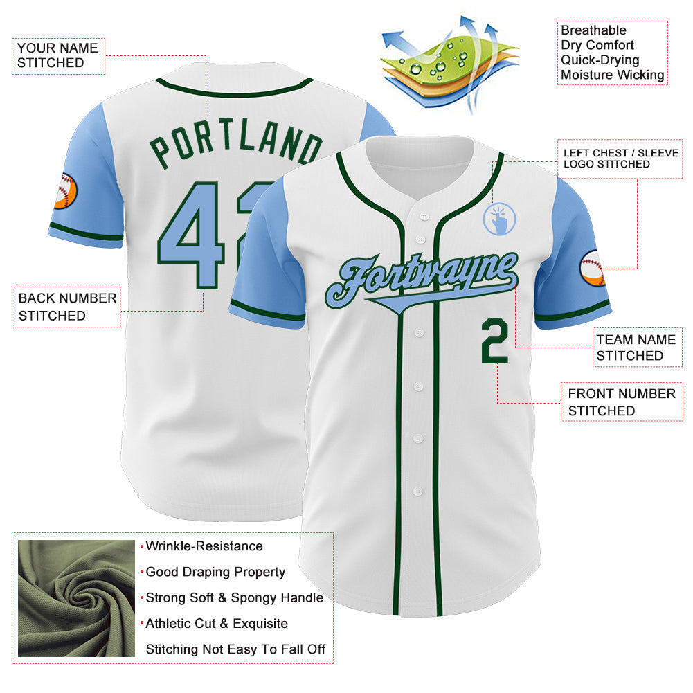 Custom White Light Blue-Green Authentic Two Tone Baseball Jersey - Sky-Custom